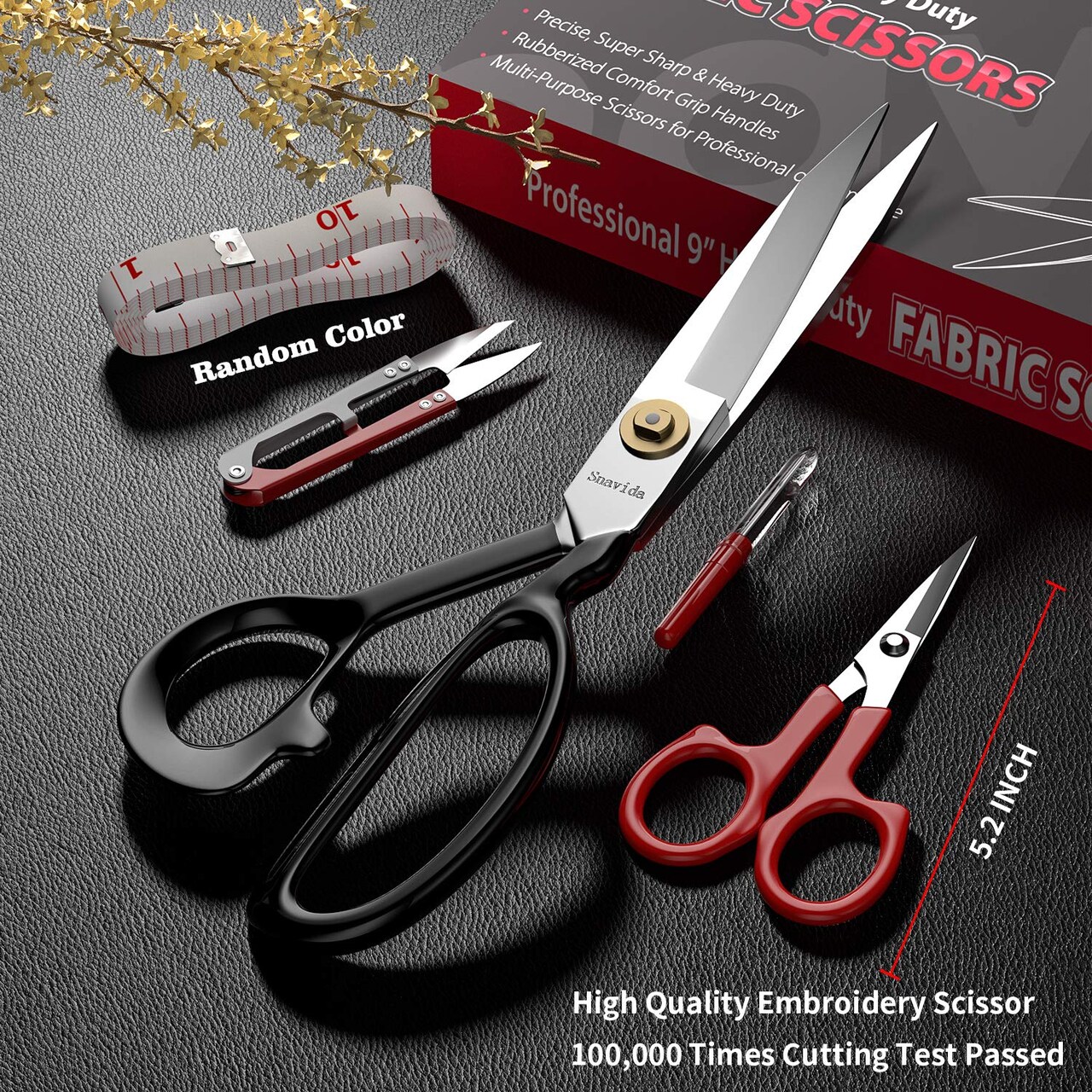 9 Inch Heady Duty Scissors for Fabric Cutting Professional Ultra Sharp Cloth Tailor Scissors Multipurpose Utility Dressmaker Leather Titanium Scissors (9Inch)